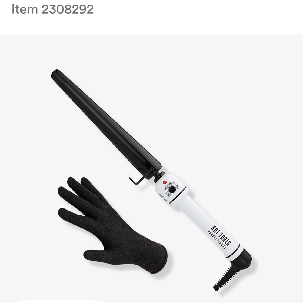 Hot Tools Black and White Curling Wand with Glove